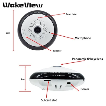 WakeView Plné zobrazení WIFI 360 Stupňů obousměrné audio Panoramatický 1,3 MP/2MP/3MP Fisheye Bezdrátové Inteligentní IP Kamera podpora 128g aplikace ICSEE