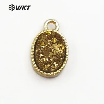 WT-P1418 Briolette Tvar Přírodní Kámen V Zlato Galvanicky Jeden Malý Smyčky V Horní Přívěsek Pro Ženy DIY Náhrdelník Šperky