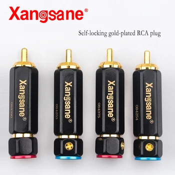 Xangsane self-zamykání pájky-free-zlacený lotus plug RCA konektor audio signál kabelu výkonový zesilovač příslušenství