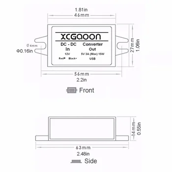 XCGaoon Auta DC-DC Converter Modul Kabel s 2 Port USB, vstup DC 12V, USB Výstup 5V 3A, Nabíjení pro iPhone, Smartphone, mobilní
