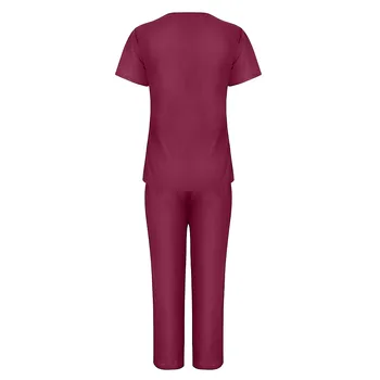 Zdravotní péče Jednotná kvalitní Unisex Dospělé Kojící Kostým Uniforma V-neck Krátký Rukáv Top s Elastickým Pasem Kalhoty#G3