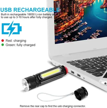 ZHIYU USB Nabíjecí Led Svítilna, Magnetické Baterky 18650 Led Bleskem, Malá Taktická Svítilna Zoomovatelný Vysoké Lumenů