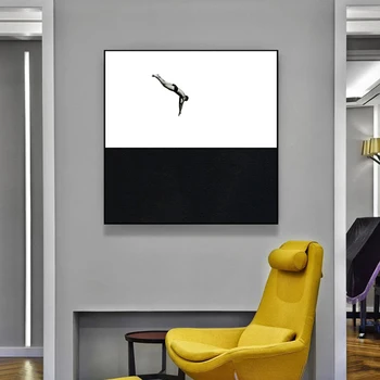 Černá bílá zeď umění malby Potápění obraz, tisk na plátno, obývací pokoj zeď dekor cuadros dekorační materiál malování