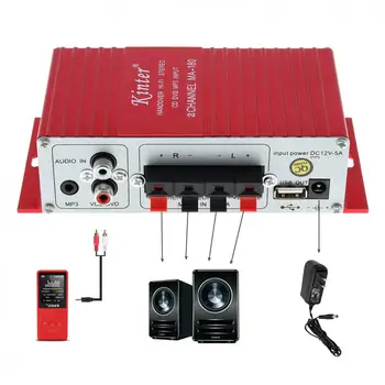 Červené MA-180 Mini USB Auto, Loď, Auto Audio výkonový Zesilovač 2CH Stereo hi-fi Zesilovač 12V/5A