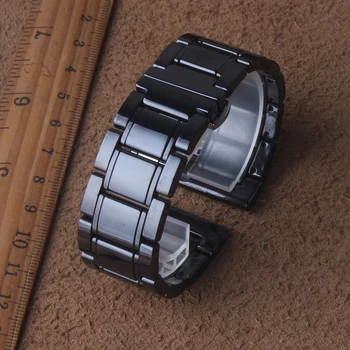 Čisté Keramické watchband náramek 20mm 21mm 22mm 23 24mm černá hodinky kapela popruh Butterfly Spony náramek pásek hodinek příslušenství