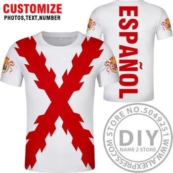 ŠPANĚLSKÉ ŘÍŠE t shirt burgundy hispánské katolické monarchie tisk vlajky cross oblečení，Děti Dospělé Hip-hop T-shirt