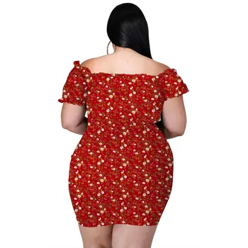 Ženy Šaty Večerní Party Mini Lomítko Límec Krátký Rukáv Bodycon Květinové Tištěné šatová sukně francouzské Elegance Plus Velikost L-5XL
